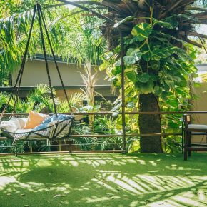 rest, retreat, rest outside on swing